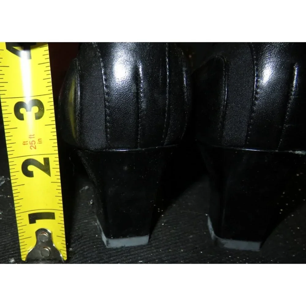 Naturalizer Black Block Heeled Fabric Upper Loafers Comfort footbed technology 7